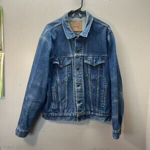 Vintage 80s Levis Type 3 Denim Trucker Jacket 70506-0216 44 Made USA Chore Jean